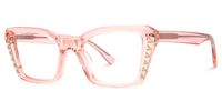 Fiachra - Rectangle Pink Eyeglasses | Vooglam Front View
