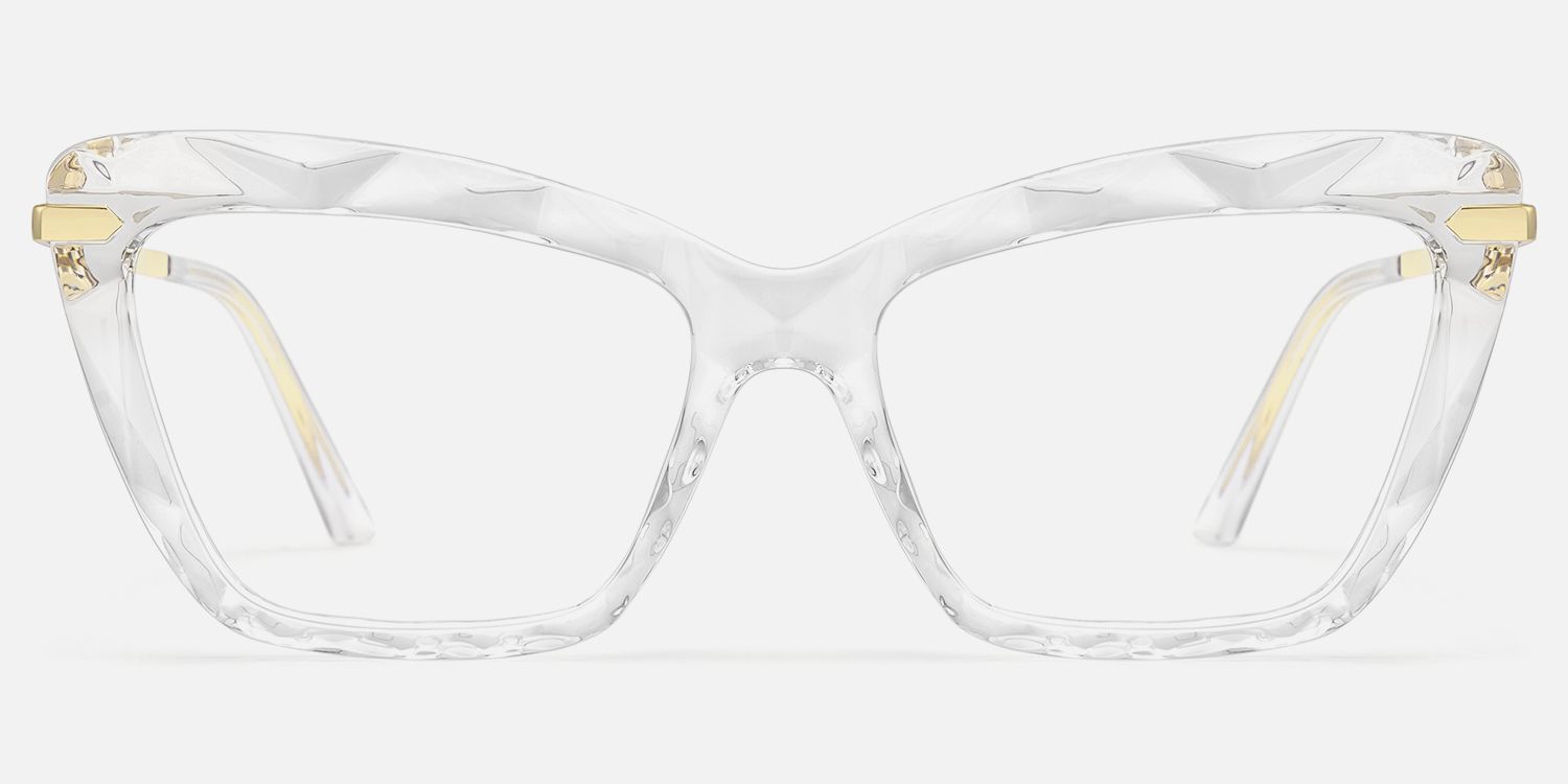 Annie - Clear Rectangle Crystal Frame Eyeglasses | Vooglam Angle View