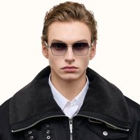 The Architect - Silver Gradient Gray Sunglasses | Vooglam On Model 2