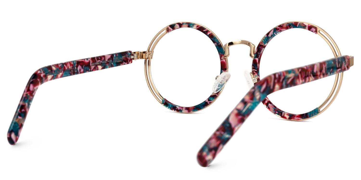 Darcila - Round Floral Eyeglasses by Vooglam - Side View