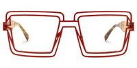 Aethwy - Square Red Eyeglasses | Vooglam Angle View
