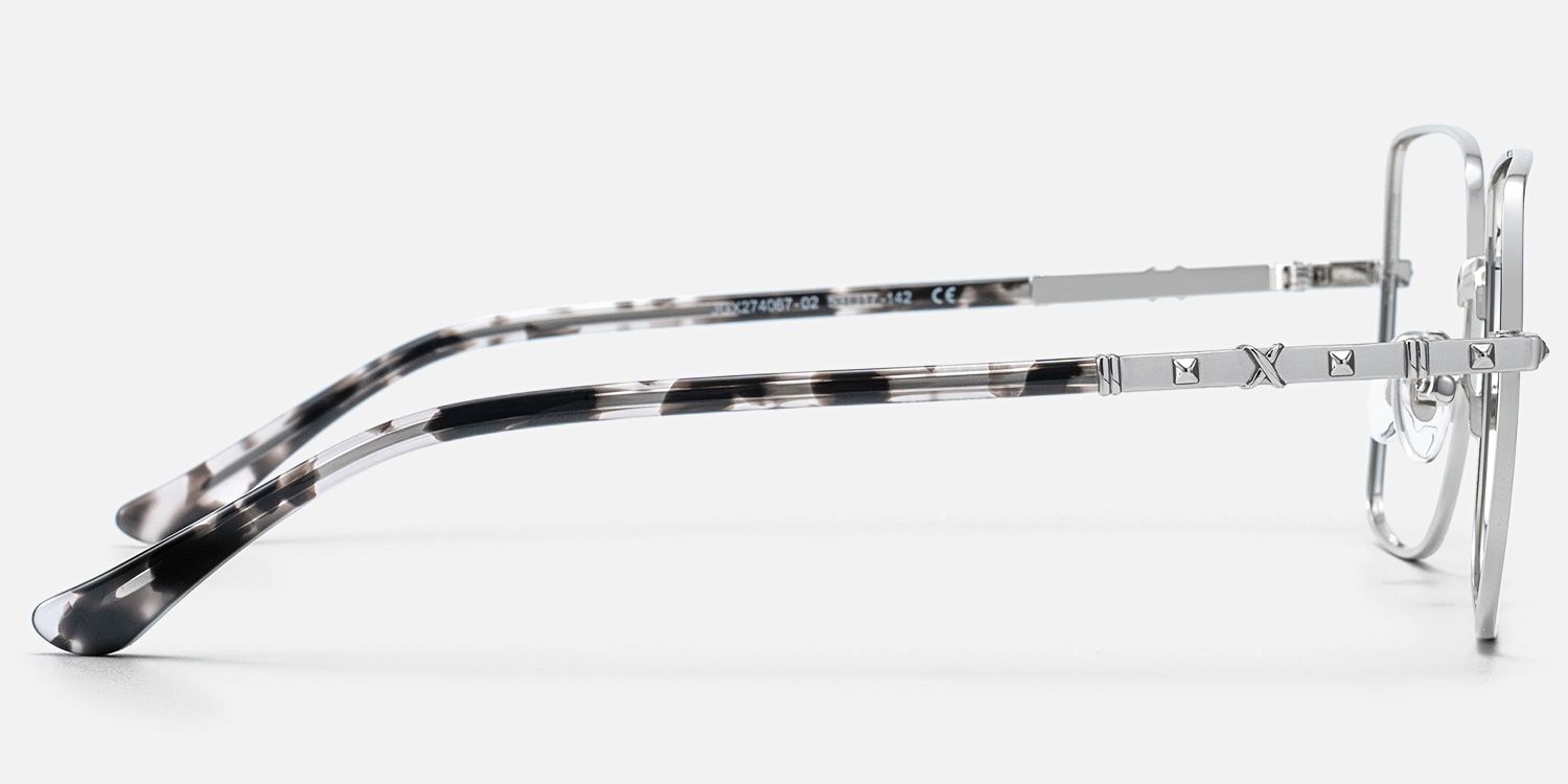 Devereux - Thin Metal Square Silver Eyeglasses | Vooglam Side View