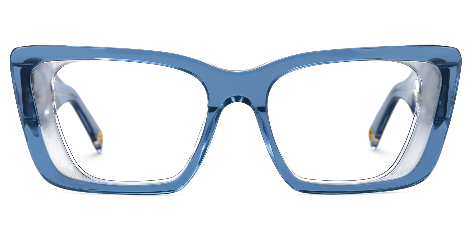 Emerens - Rectangle Blue Eyeglasses | Vooglam Angle View