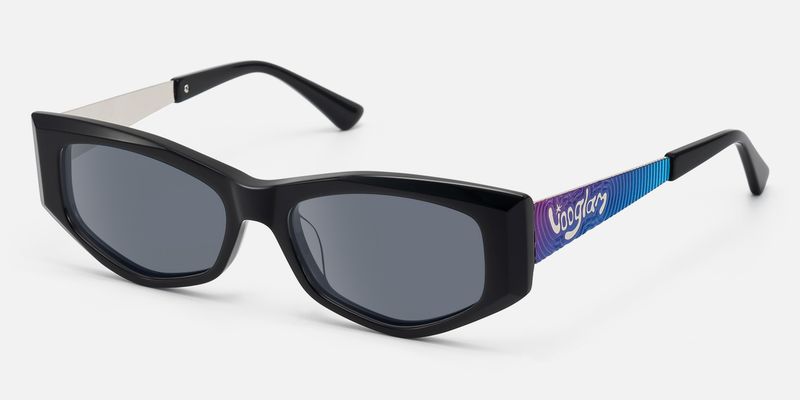 Tahiya - Geometric Black Sunglasses by Vooglam