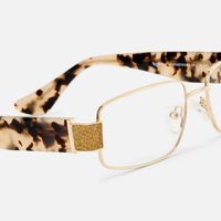 Alexandra - Rectangle Gold Eyeglasses | Vooglam Design Details