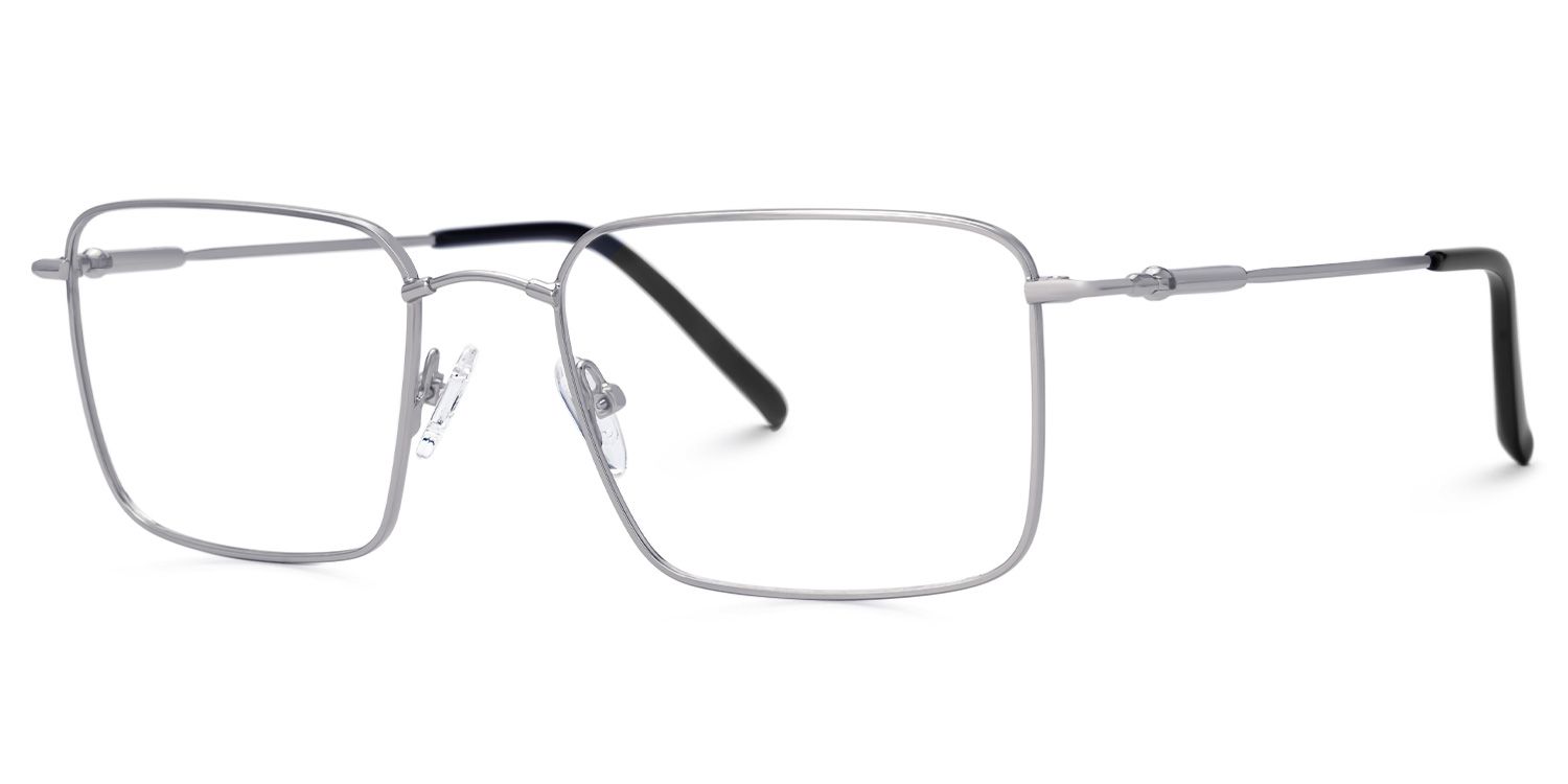 Kahoni - Rectangle Silver Eyeglasses | Vooglam Front View