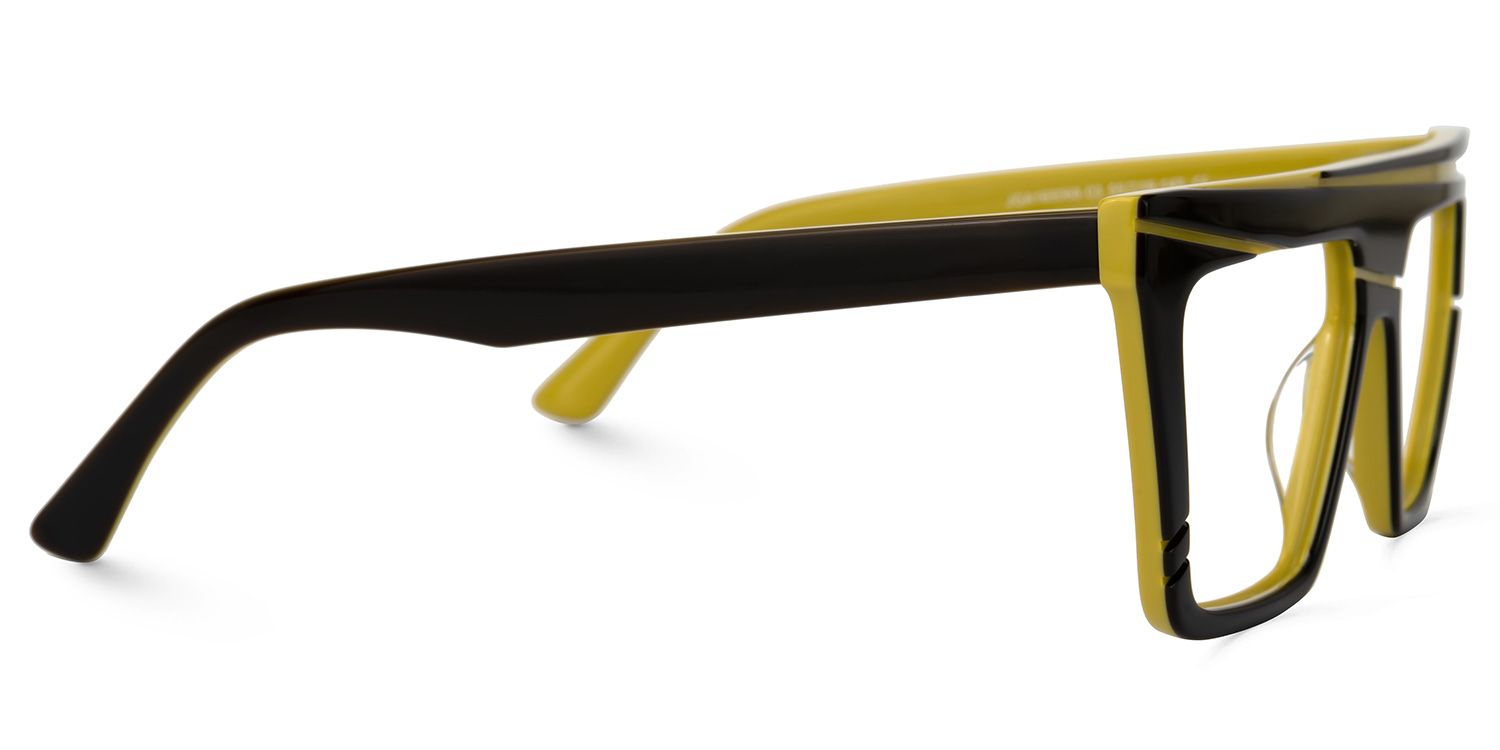 Daneil - Aviator Black/Yellow Eyeglasses | Vooglam 4
