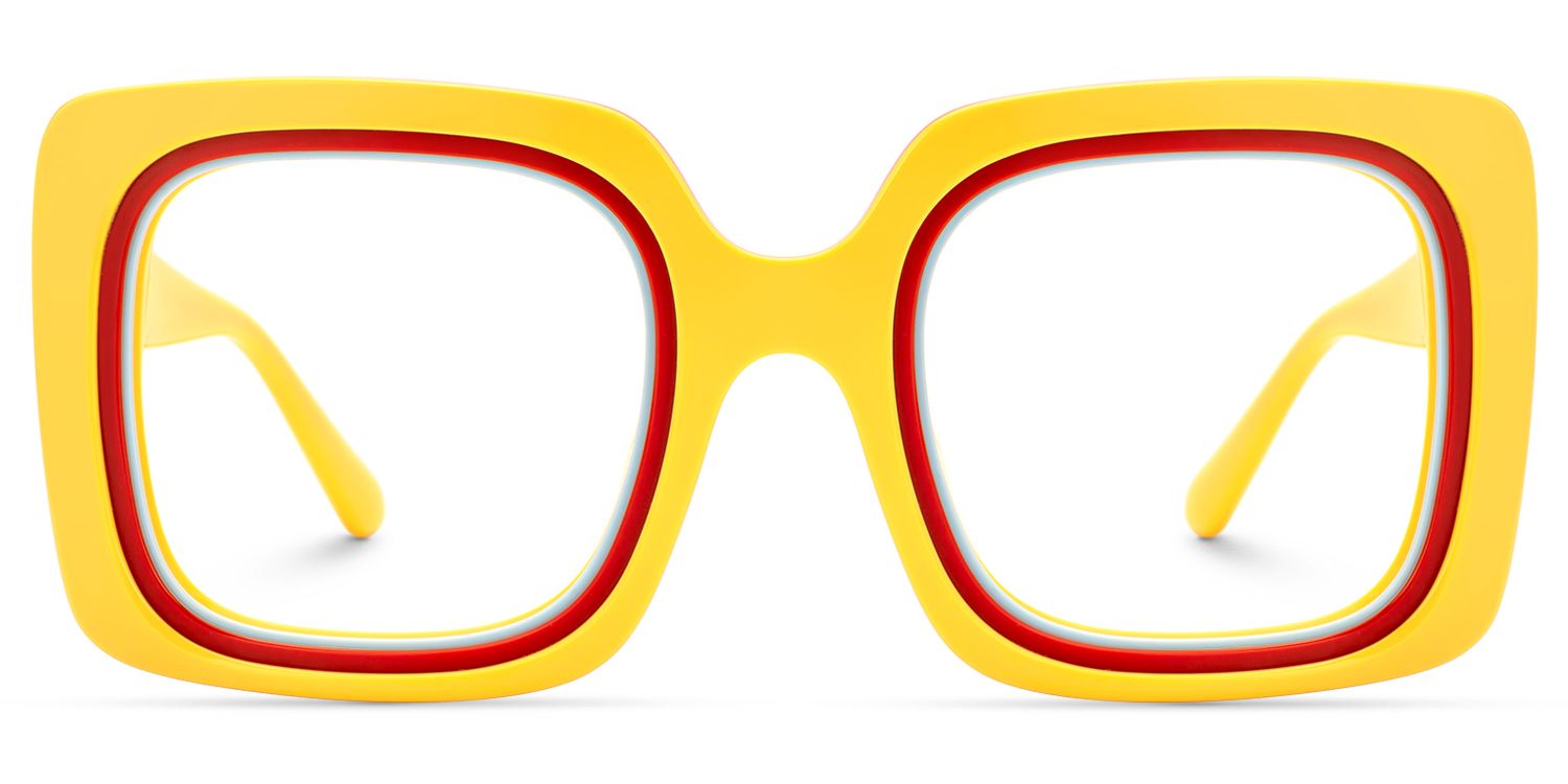 Esadowa - Square Yellow Eyeglasses | Vooglam Angle View