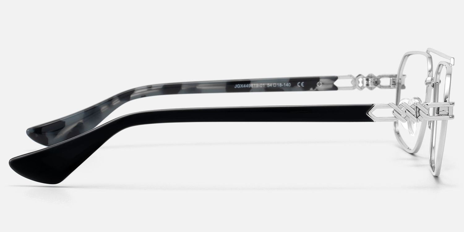 Lacey - Thin Metal Aviator Silver Glasses | Vooglam Side View