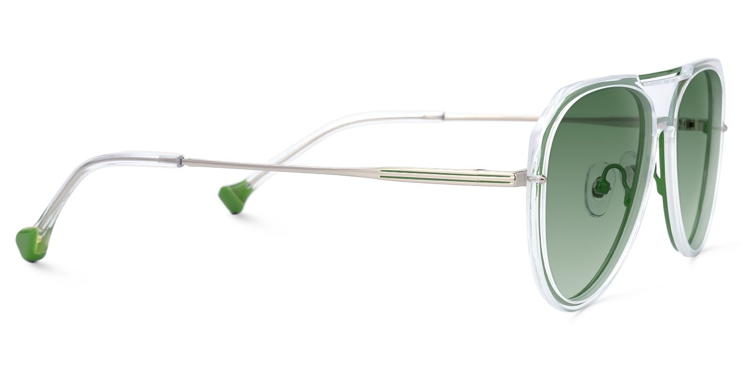 Hafsa - Aviator Green Prescription Sunglasses | Vooglam 4
