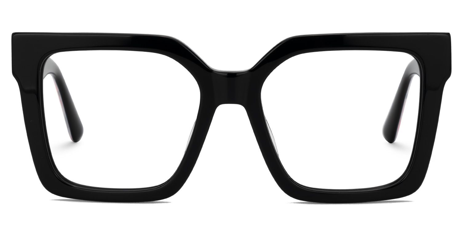 Fathia - Square Black Eyeglasses | Vooglam Angle View