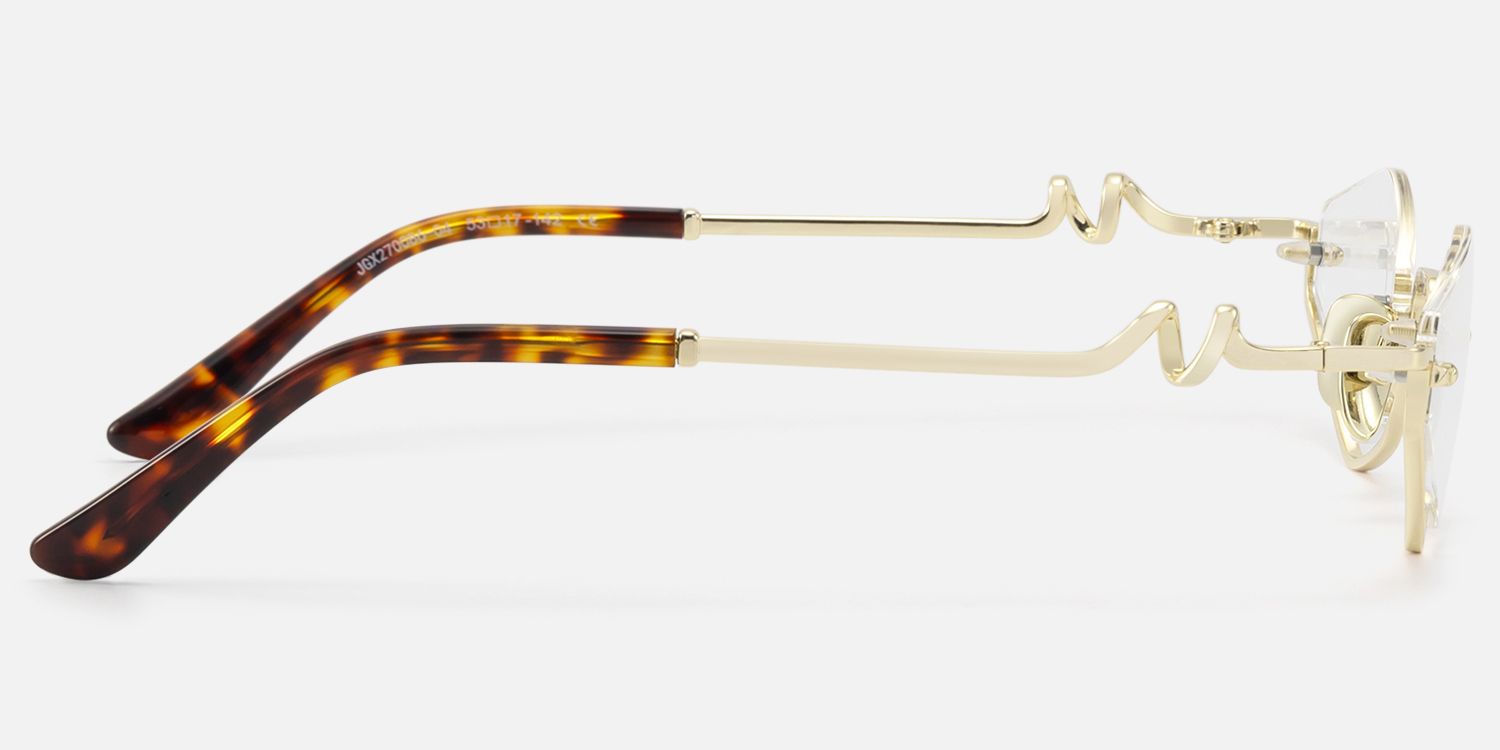 Niseko - Shiny Gold Tortoise Half Rim RX Glasses | Vooglam Side View
