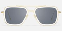 Alvira - Clear Aviator Sunglasses Gold Frame | Vooglam Angle View