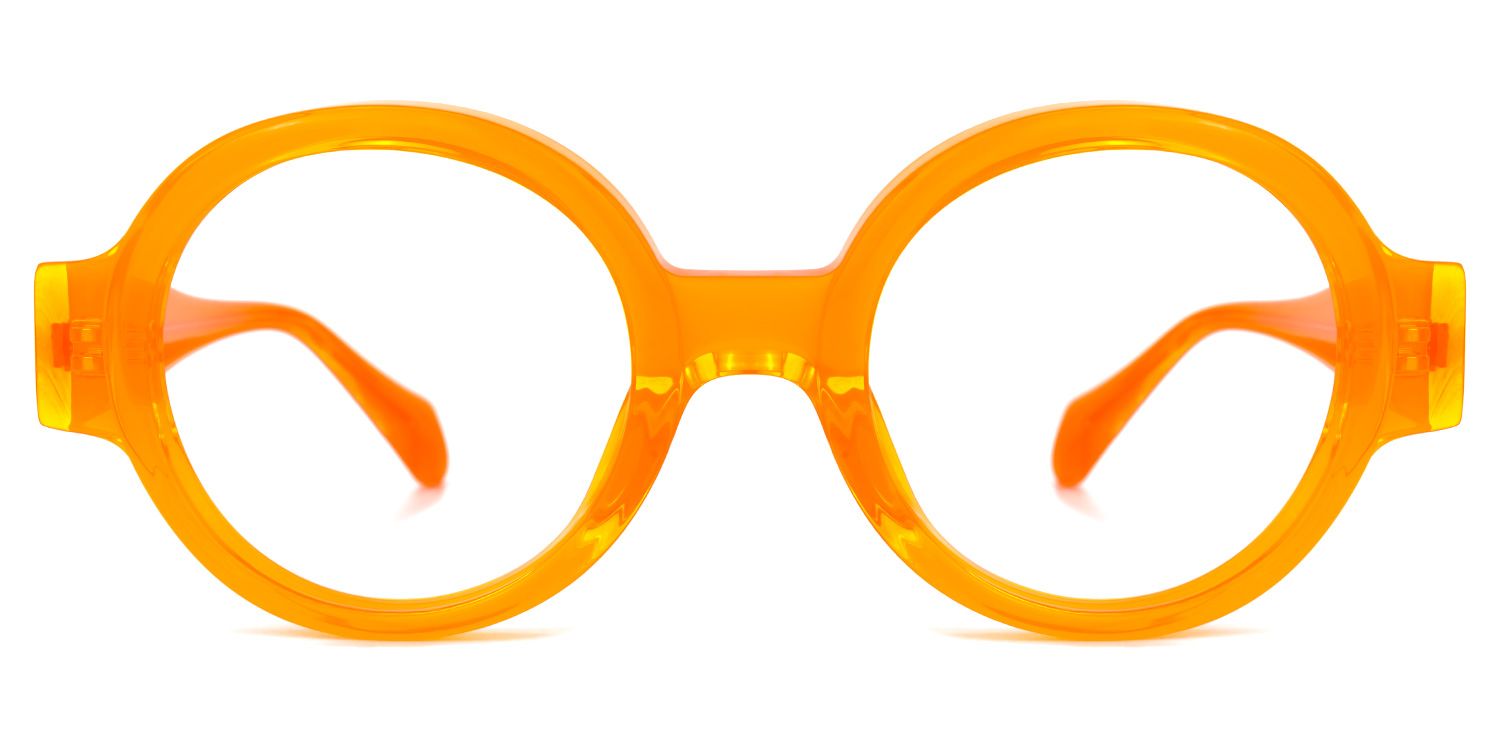 Aelwen - Round Orange Eyeglasses | Vooglam Angle View
