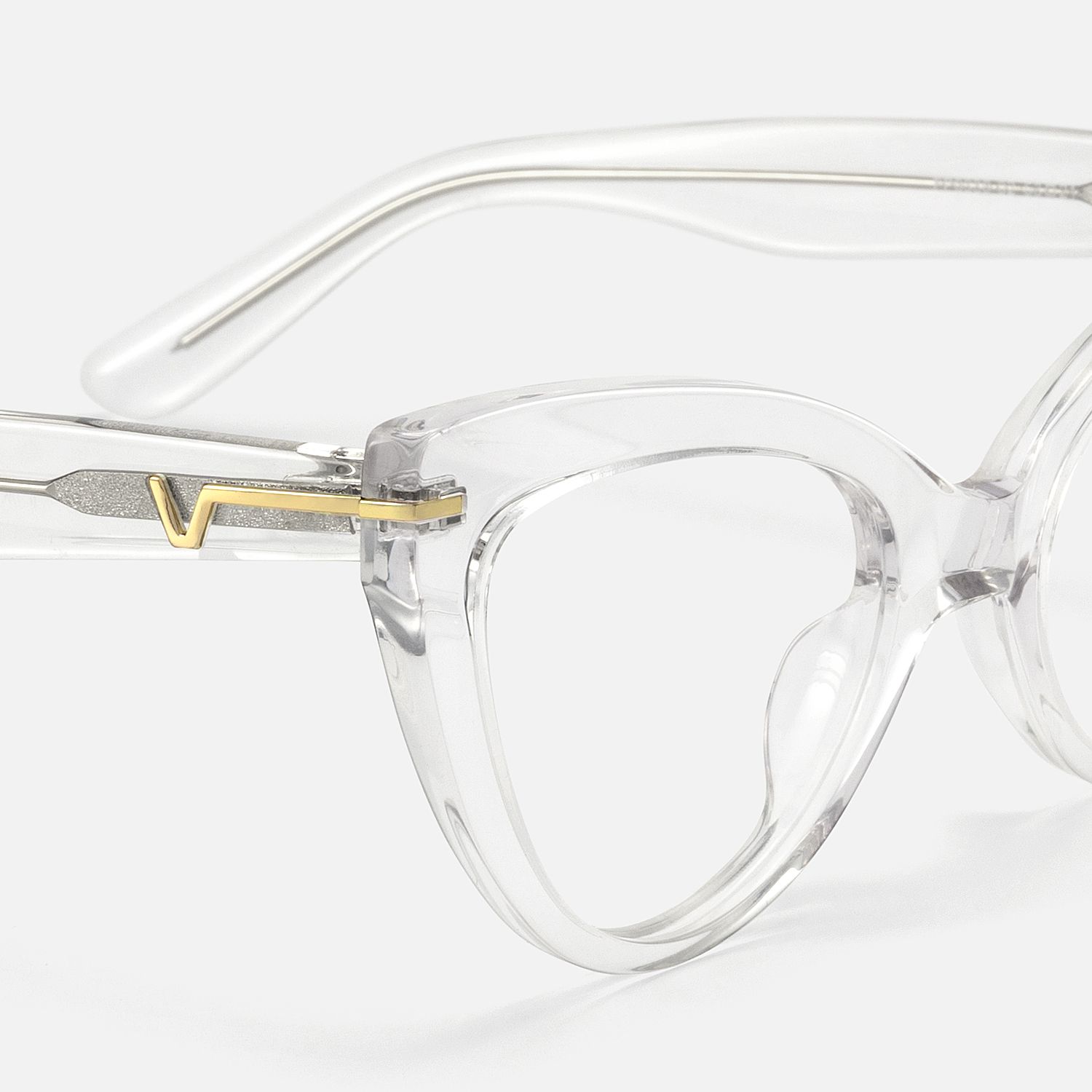 Veromca - Cat Eye Crystal Clear Eyeglasses | Vooglam Design Details