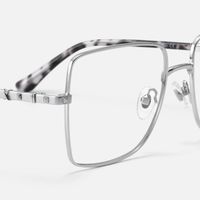 Devereux - Thin Metal Square Silver Eyeglasses | Vooglam Design Details