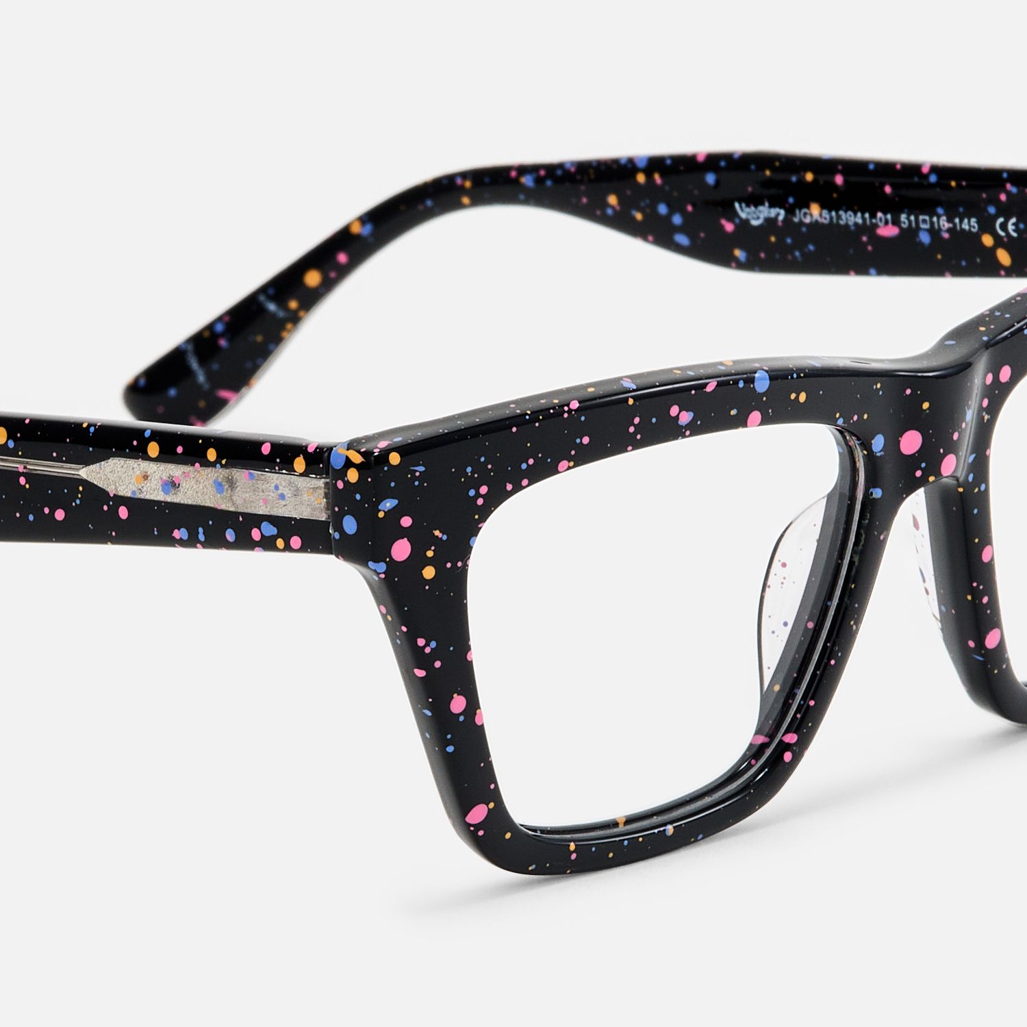 Drip - Rectangle Black Eyeglasses | Vooglam Design Details