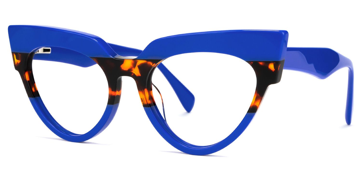 Bandit - Cat Eye Blue Eyeglasses | Vooglam Front View