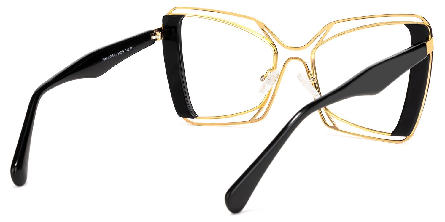 Russell - Square Black Eyeglasses | Vooglam Side View