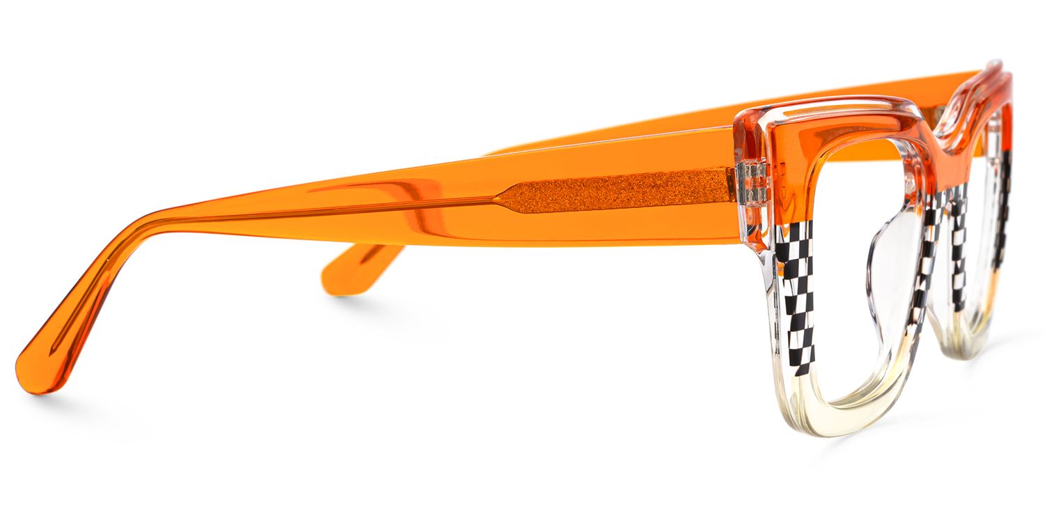 Lalasa - Vibrant Orange Glasses Checkered Design | Vooglam 4