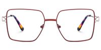 Fevziye - Square Red Eyeglasses | Vooglam Angle View