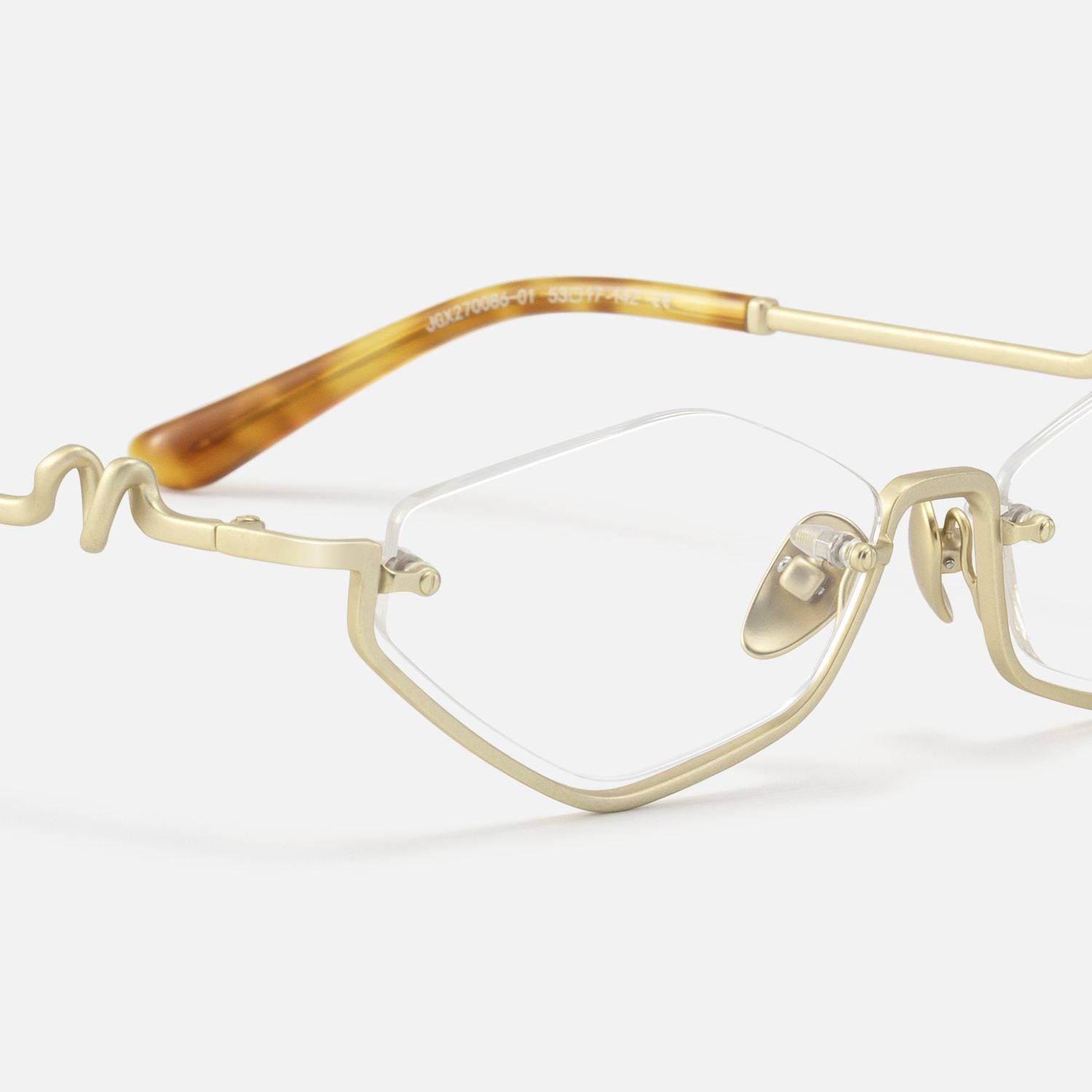 Niseko - Matte Brushed Gold Geometric Glasses | Vooglam Design Details