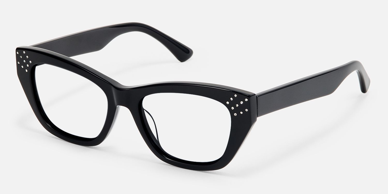 Starlina - Rectangle Black Eyeglasses | Vooglam Front View
