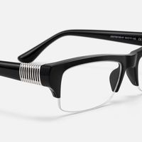 Kairo - Black Semi Rimless Acetate Glasses | Vooglam Design Details