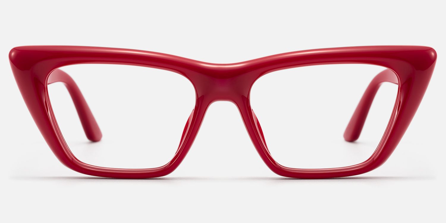Meguro - Puffy Red TR90 Cat Eye Rx Glasses | Vooglam Angle View