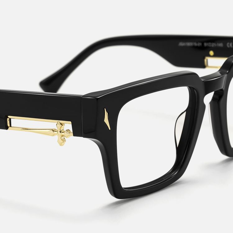 Black and Gold Fashion Rectangular Glasses - Women Accessories Amazon.com: Rectangle Gold Frame Dark Black Tint Hip Hop Sun  main image 3