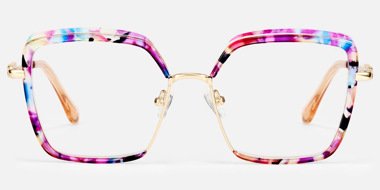 Fiorella - Square Floral Eyeglasses | Vooglam Angle View