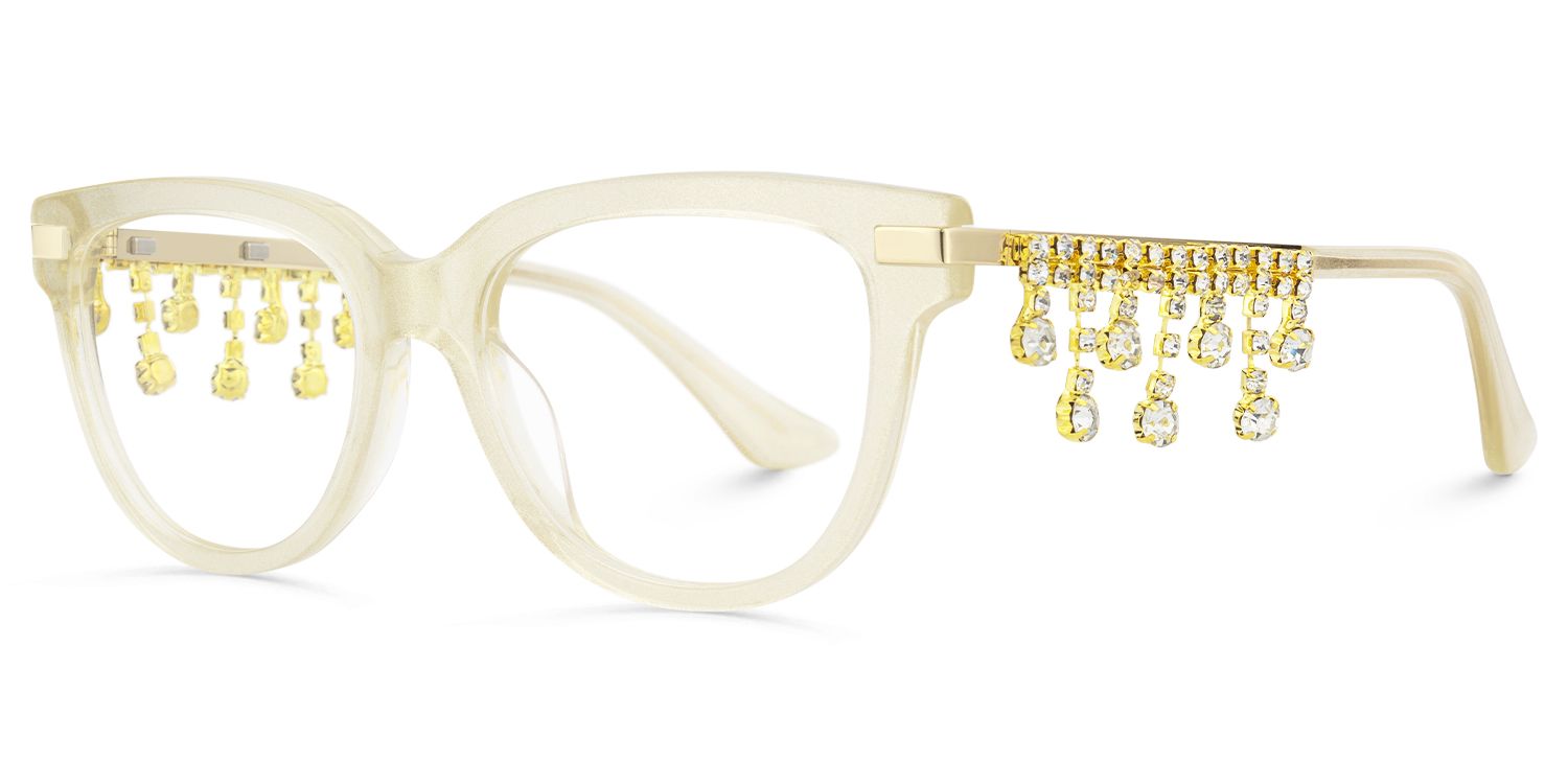 Reverie - Cat Eye Champagne Eyeglasses by Vooglam - Front View