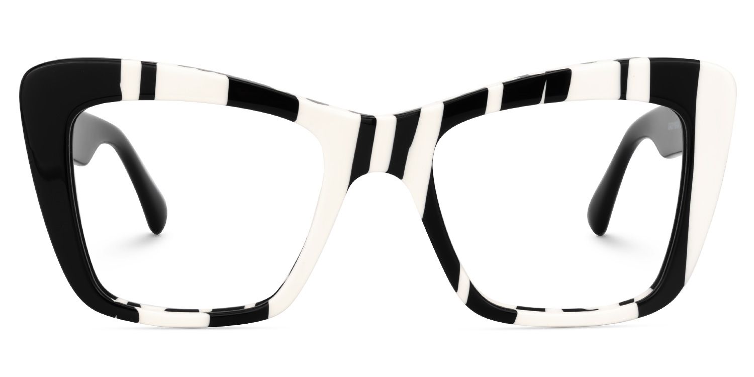 Dewanna - Rectangle Black/White Eyeglasses | Vooglam Angle View