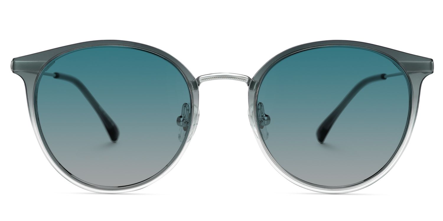 Eady - Round Blue Sunglasses | Vooglam Angle View