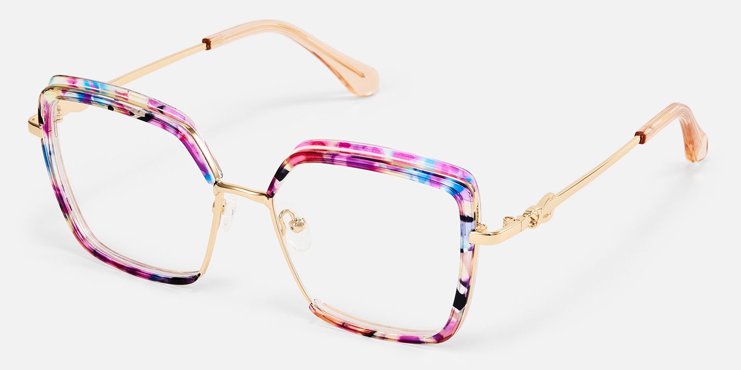 Fiorella - Square Floral Eyeglasses | Vooglam Front View
