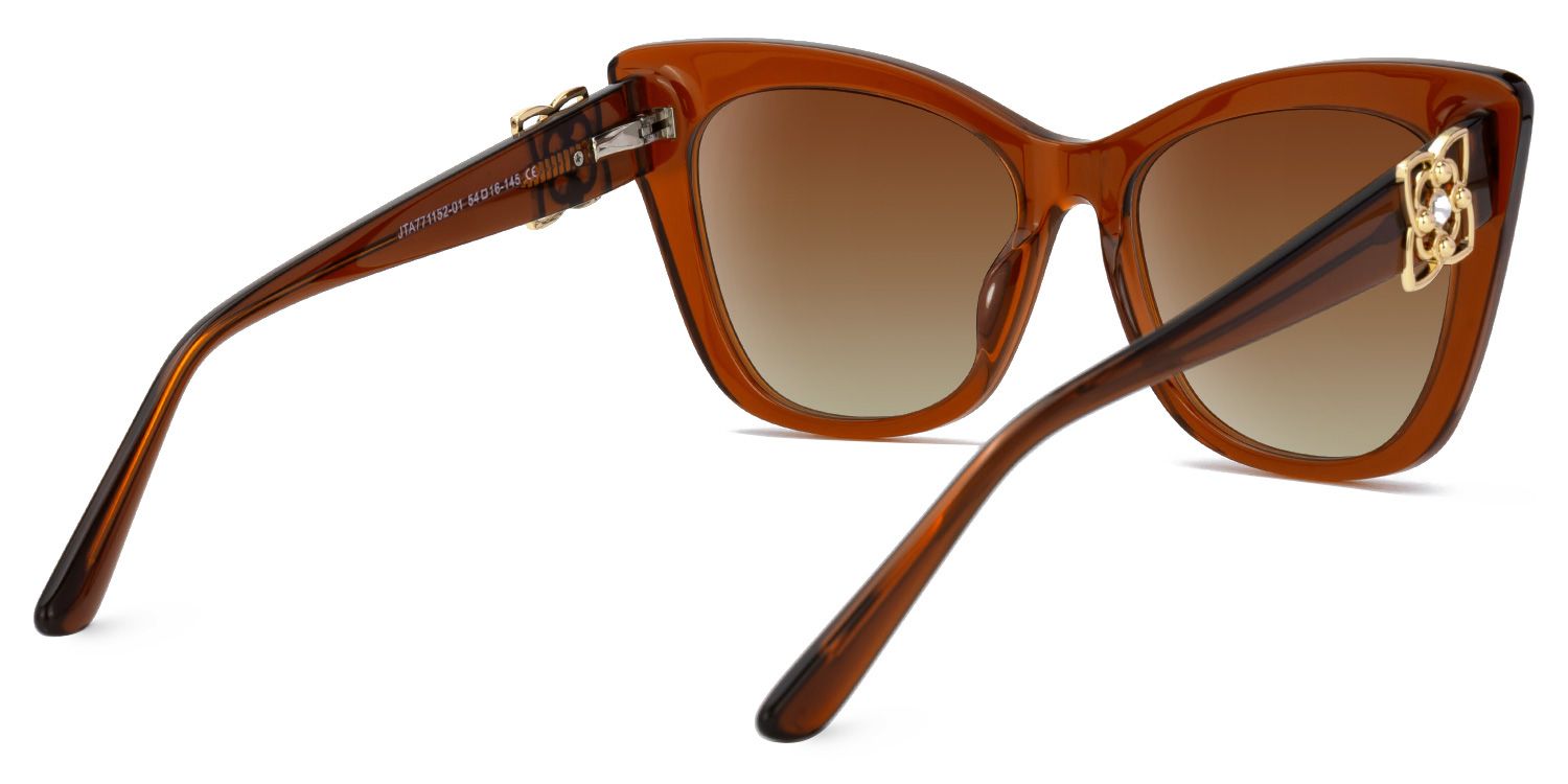 Ieuan - Cat Eye Brown Prescription Sunglasses by Vooglam - Side View