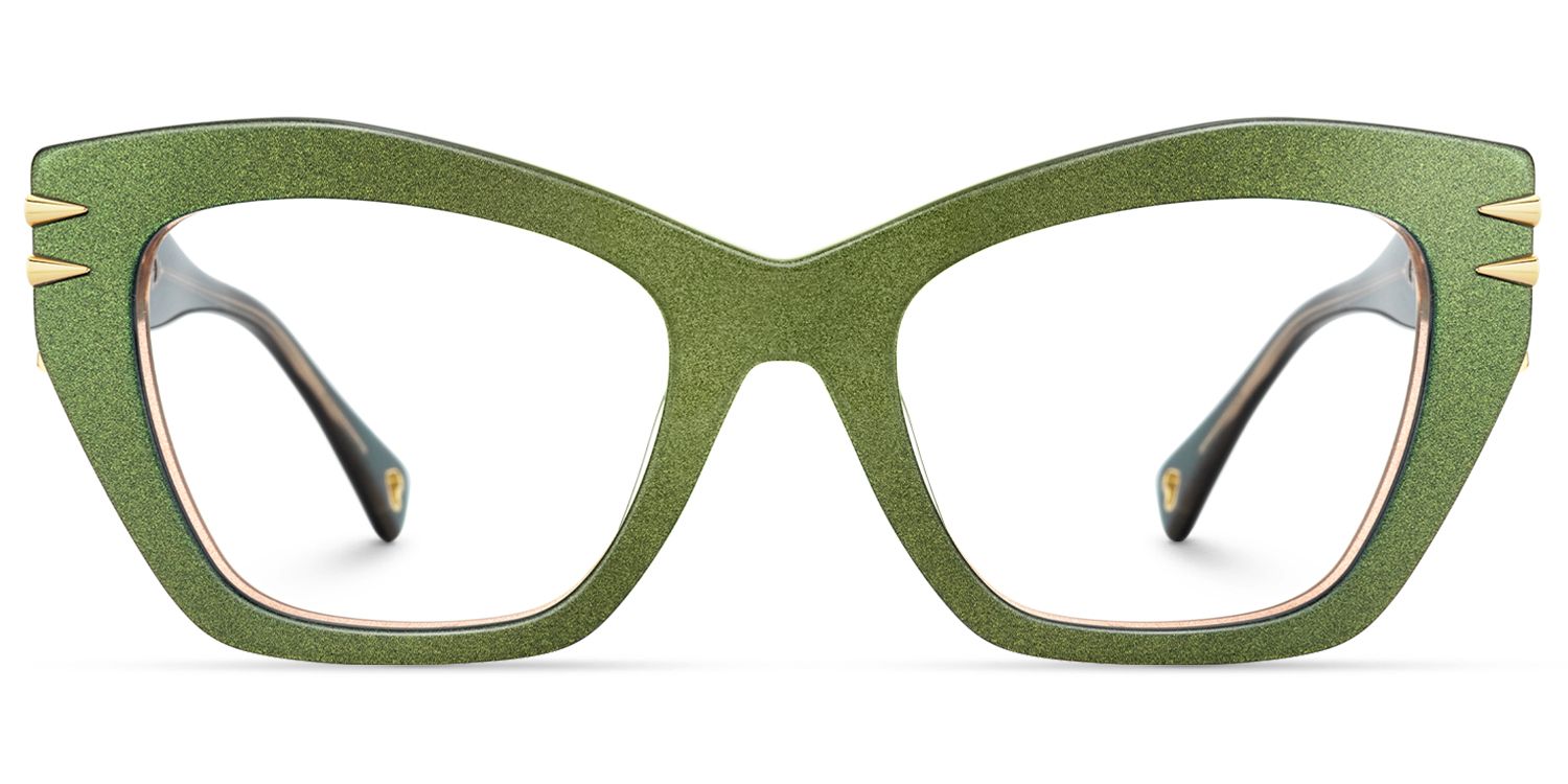 Manon - Cat Eye Green Eyeglasses | Vooglam Angle View