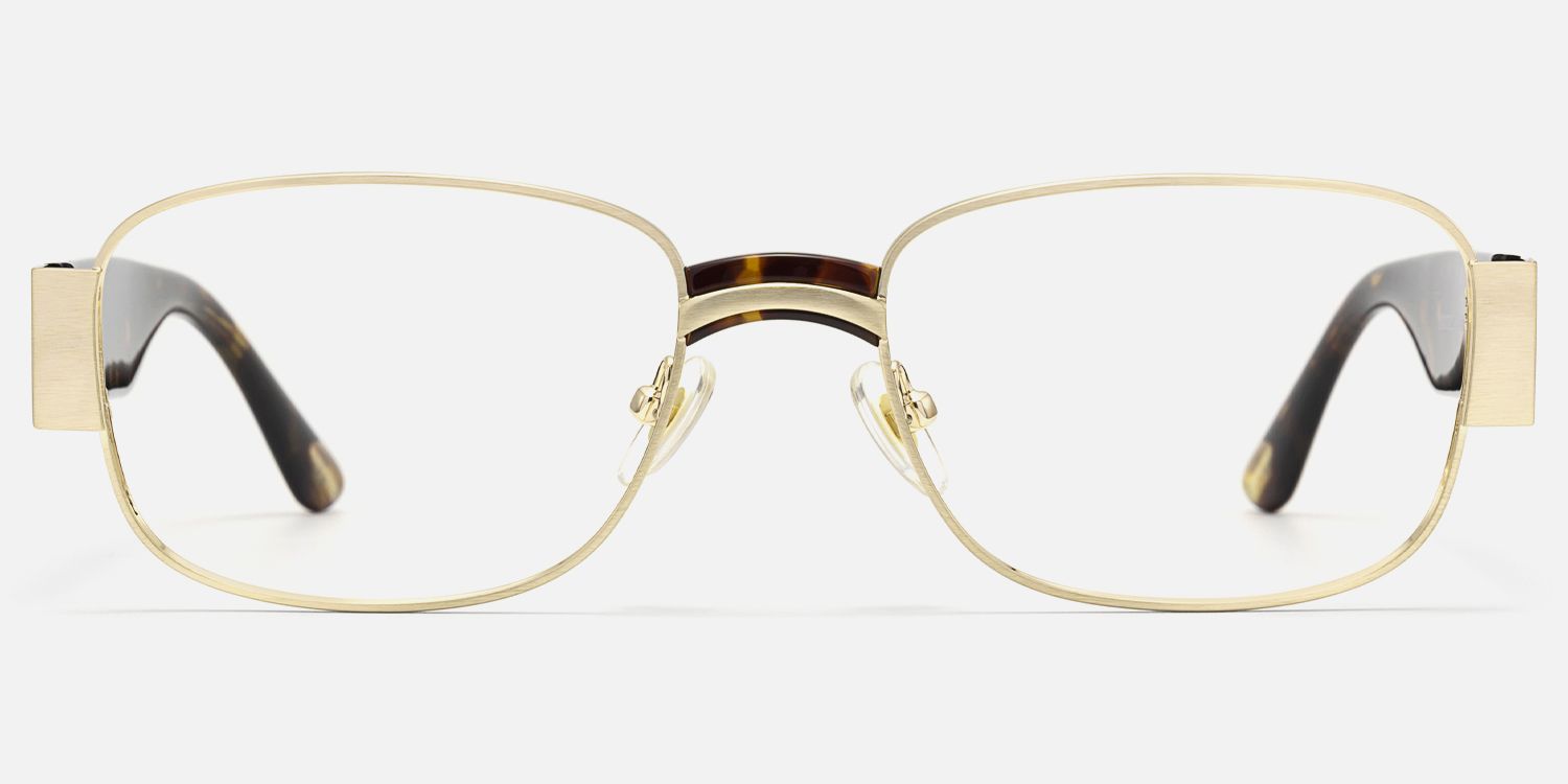 Nyame - Rectangle Gold Eyeglasses | Vooglam Angle View