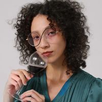 Manley - Sleek Round Black Semi-Rim Glasses | Vooglam On Model