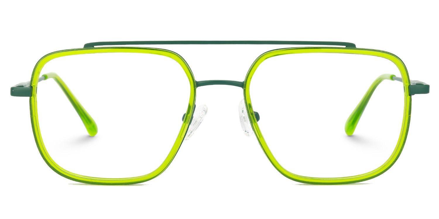 Hakim - Aviator Green Eyeglasses | Vooglam Angle View