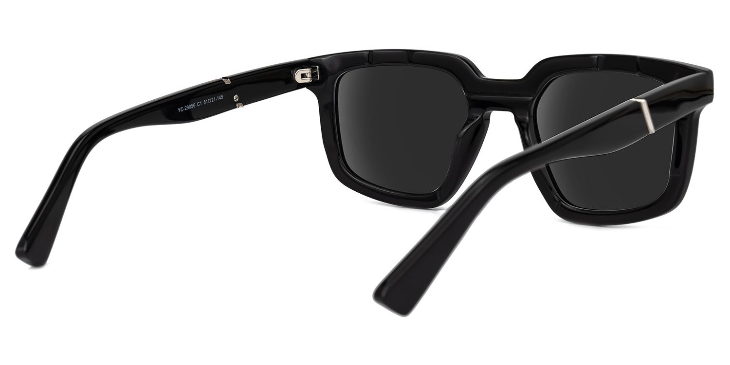 Davu - Geometric Black Sunglasses | Vooglam Side View