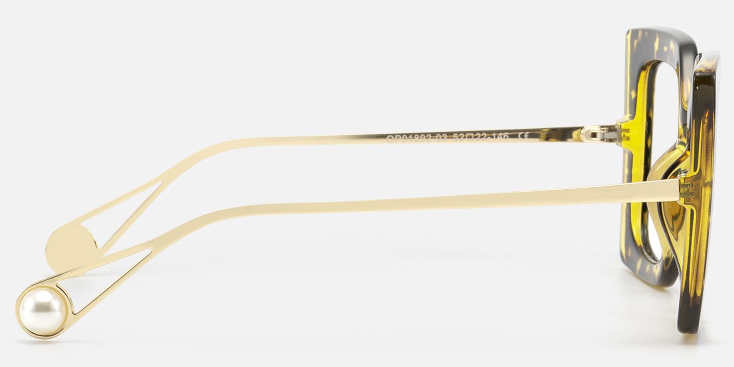 Adrienne - Square Tortoise/Gold Eyeglasses | Vooglam Side View