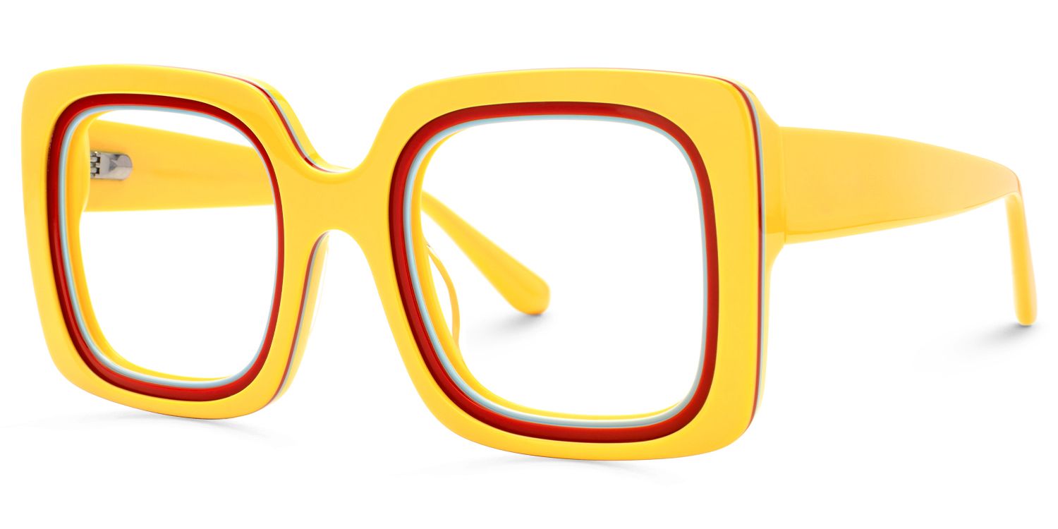 Esadowa - Square Yellow Eyeglasses | Vooglam Front View