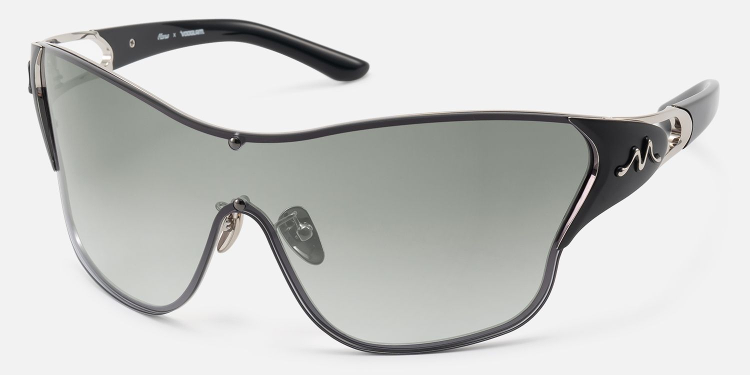 Suzuka - Black Shield Shades with Graident Tint | Vooglam Front View