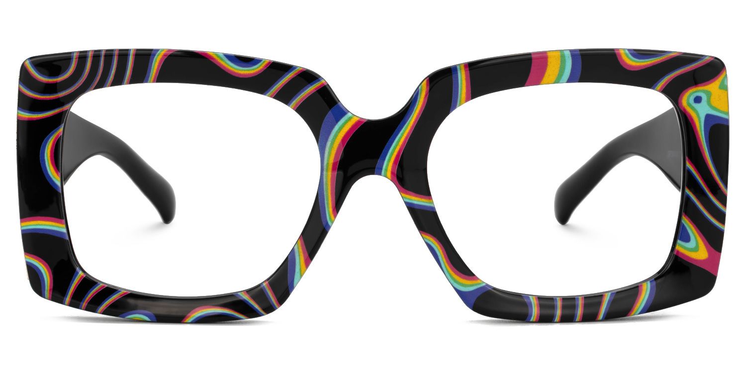 Borislav - Bold Psychedelic Inspired Square Glasses | Vooglam Angle View