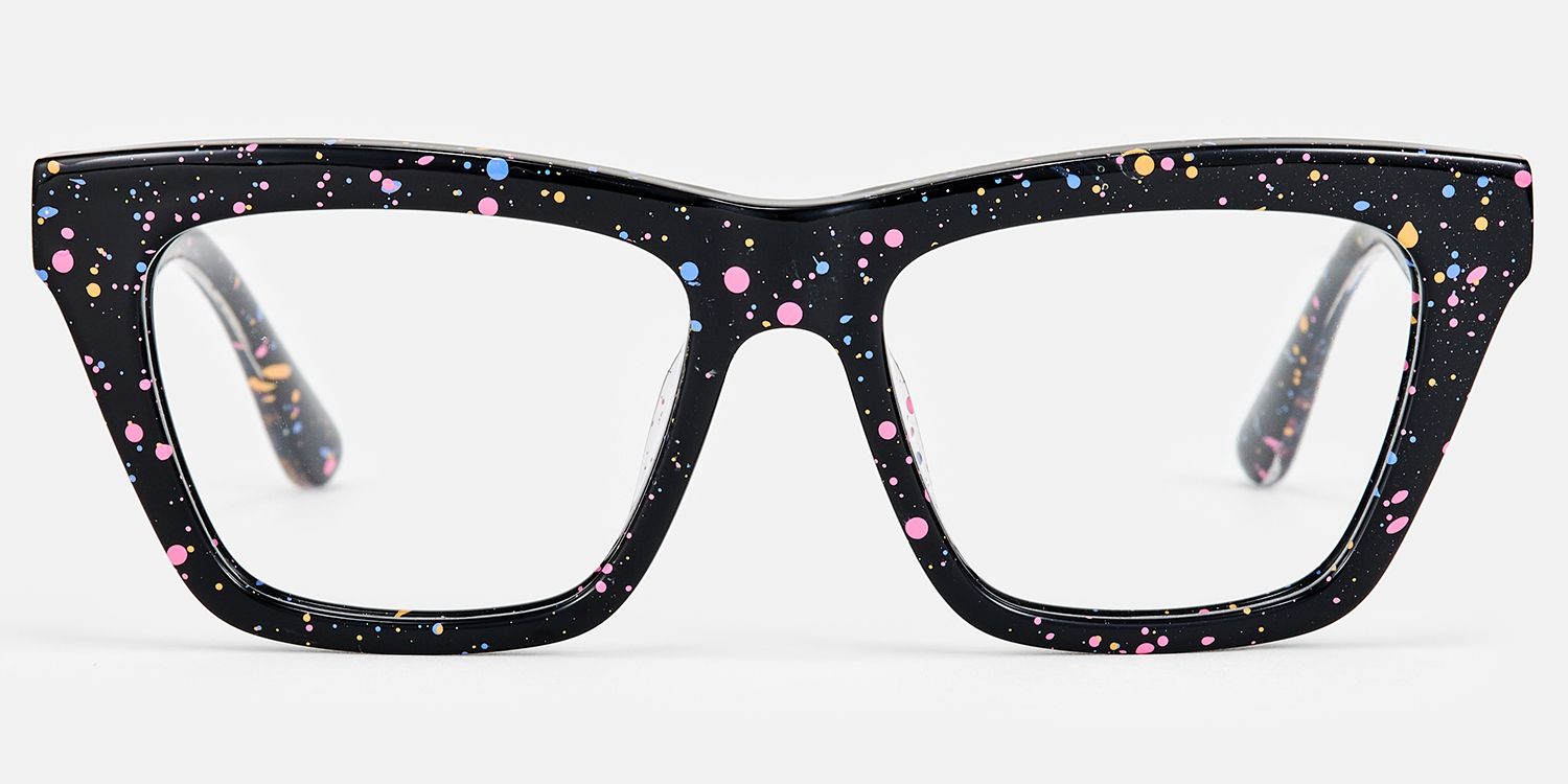 Drip - Rectangle Black Eyeglasses | Vooglam Angle View