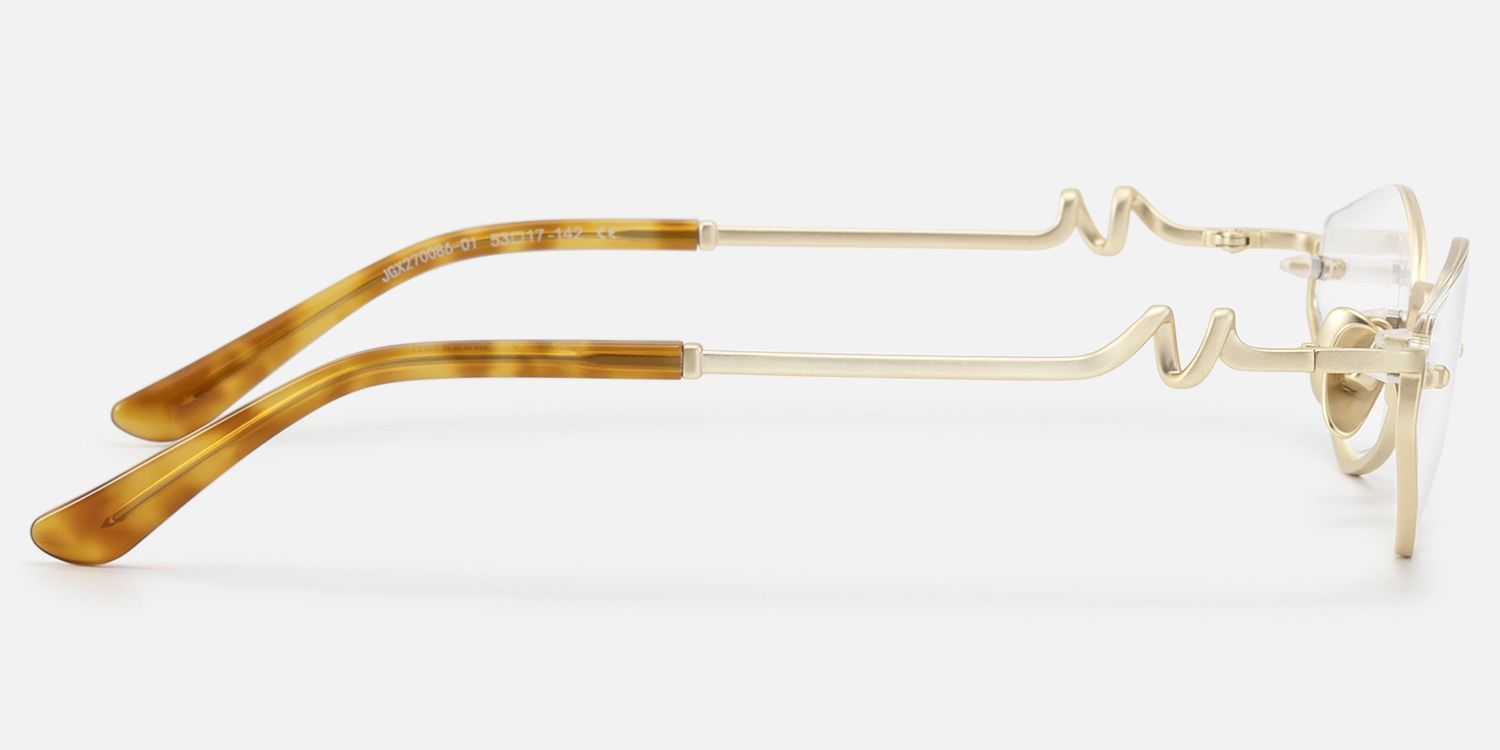 Niseko - Matte Brushed Gold Geometric Glasses | Vooglam Side View