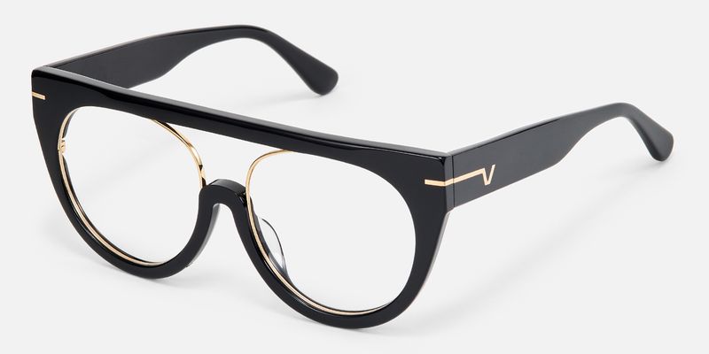 Patrice - Bold Designed Black Aviator Frame Glasses