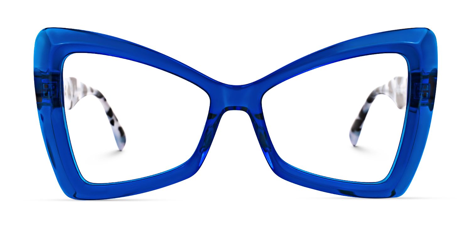 Deanne - Butterfly Blue Eyeglasses by Vooglam - Angle View