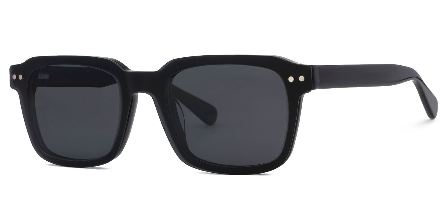 Nafisa - Rectangle Black Sunglasses by Vooglam - Side View